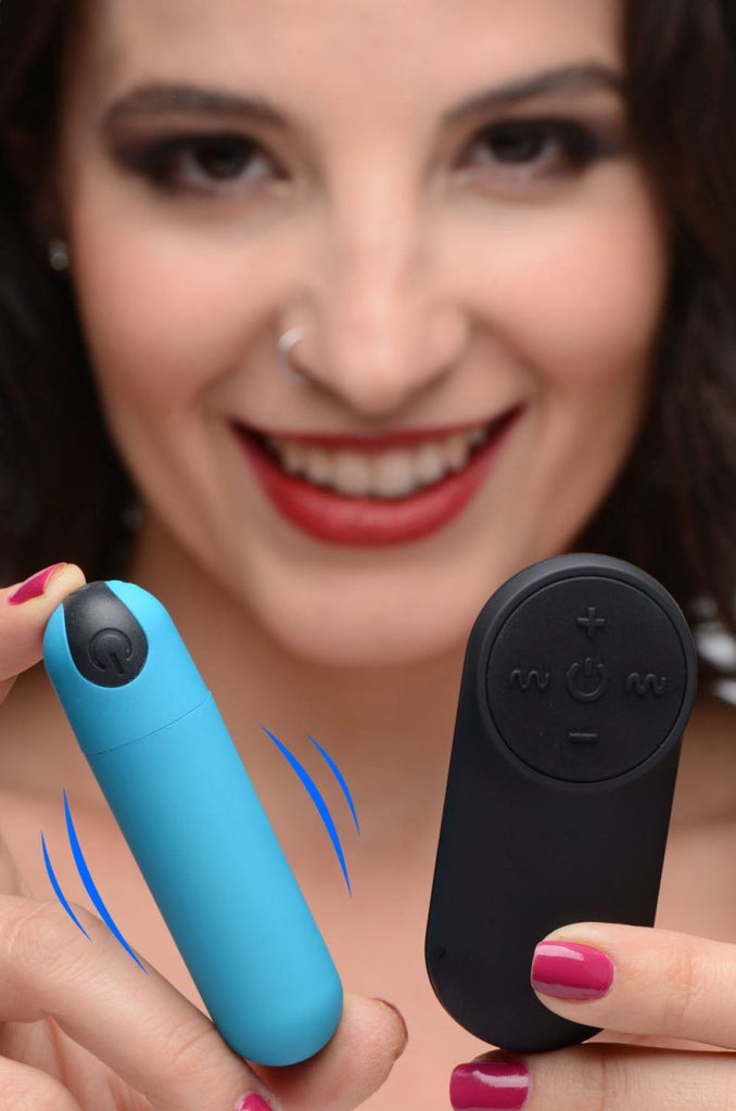 Bang Vibrating Bullet With Remote Control - Blue - TruLuv Novelties