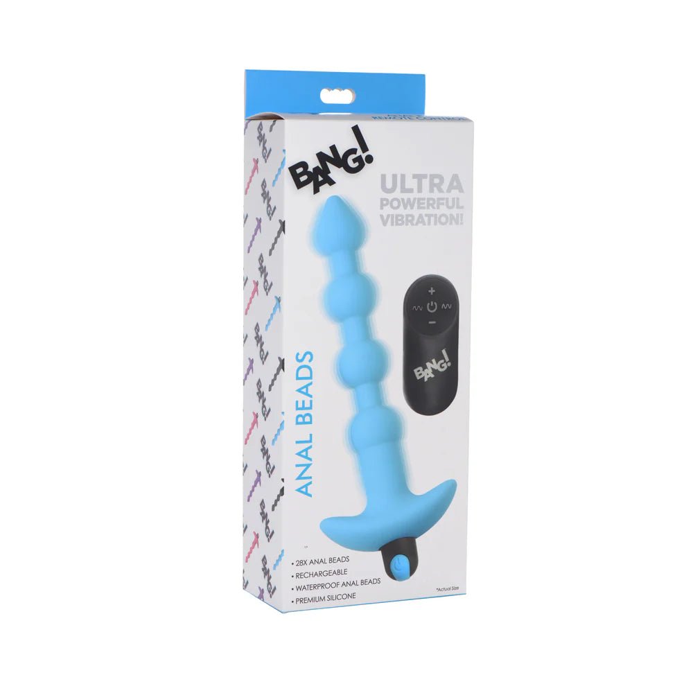BANG! Vibrating Silicone Anal Beads & Remote Control Blue - TruLuv Novelties
