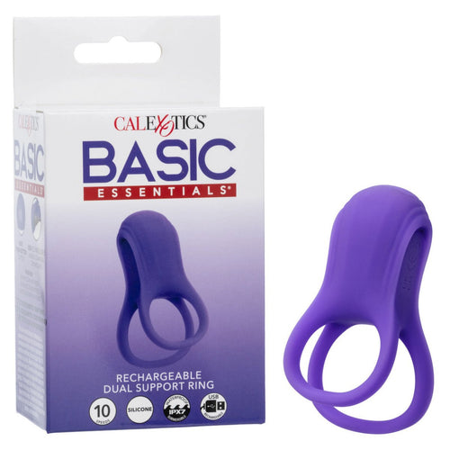 Basic Essential Rechargeable Dual Support Ring - Purple - TruLuv Novelties