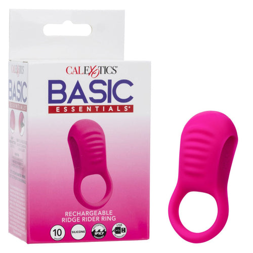 Basic Essentials Rechargeable Ridge Rider Ring - Pink - TruLuv Novelties