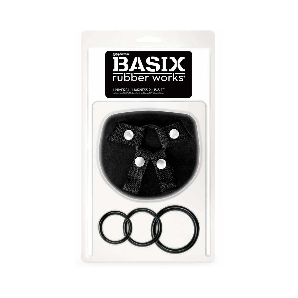 Basix Rubber Works Universal Harness Plus Size Black - TruLuv Novelties