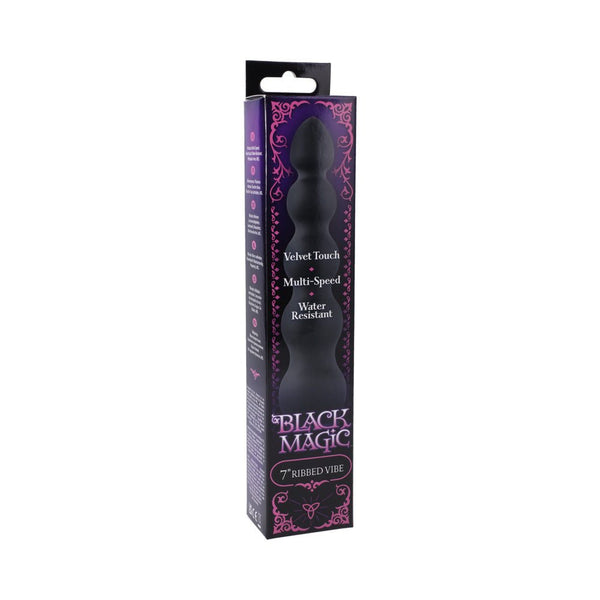 Black Magic 7in Ribbed Vibrator - TruLuv Novelties
