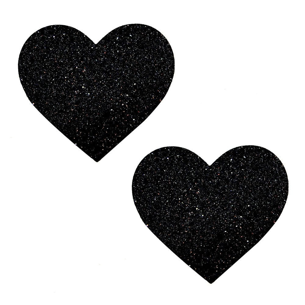 Black Malice Glitter I Heart U Nipztix Pasties - TruLuv Novelties