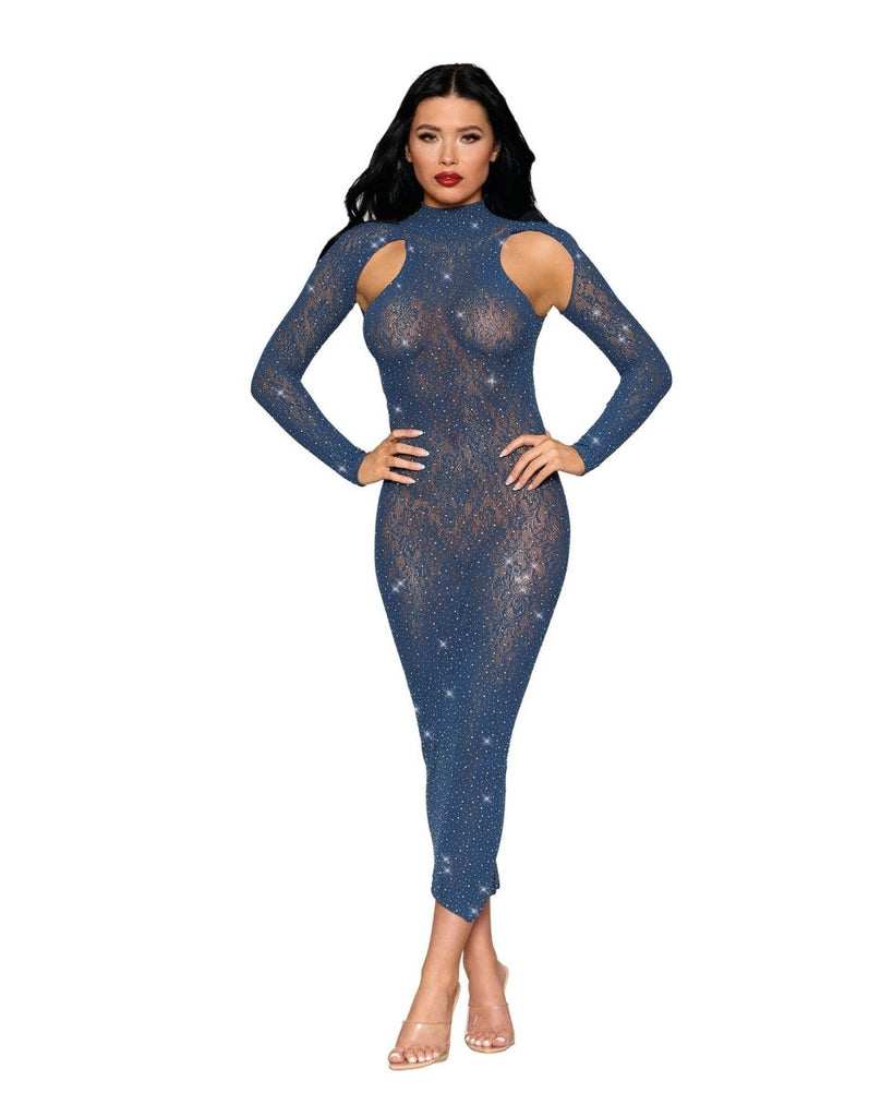 Bodystocking Gown Dmnd - One Size - Navy - TruLuv Novelties