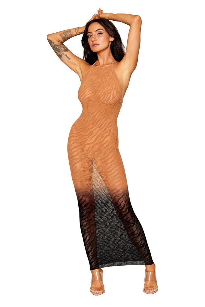 Bodystocking Gown - One Size - Black/copper - TruLuv Novelties