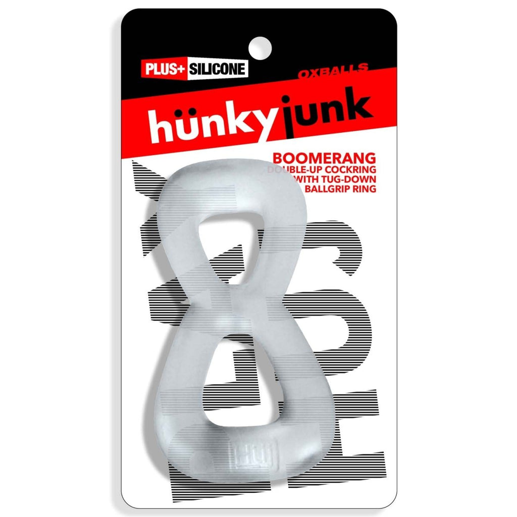 Boomerang Double-Ring Cockring & Nut-Tugger Clear Steam - TruLuv Novelties