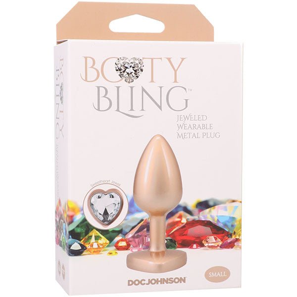 Booty Bling Metal Heart Plug - Small - Gold - TruLuv Novelties
