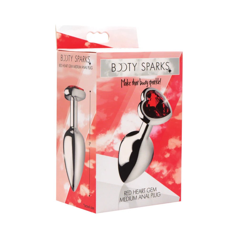 Booty Sparks Red Heart Gem Anal Plug Medium - TruLuv Novelties