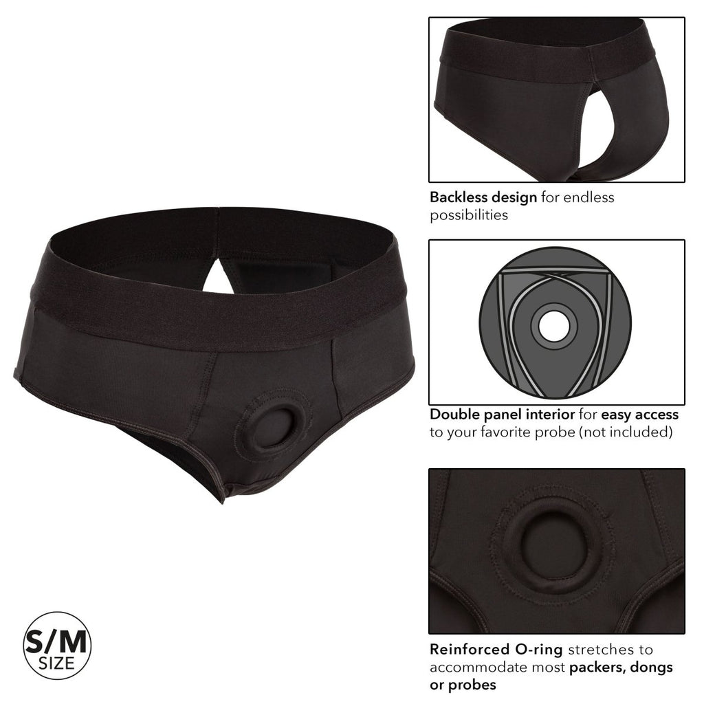 Boundless Backless Brief - S/m - Black - TruLuv Novelties