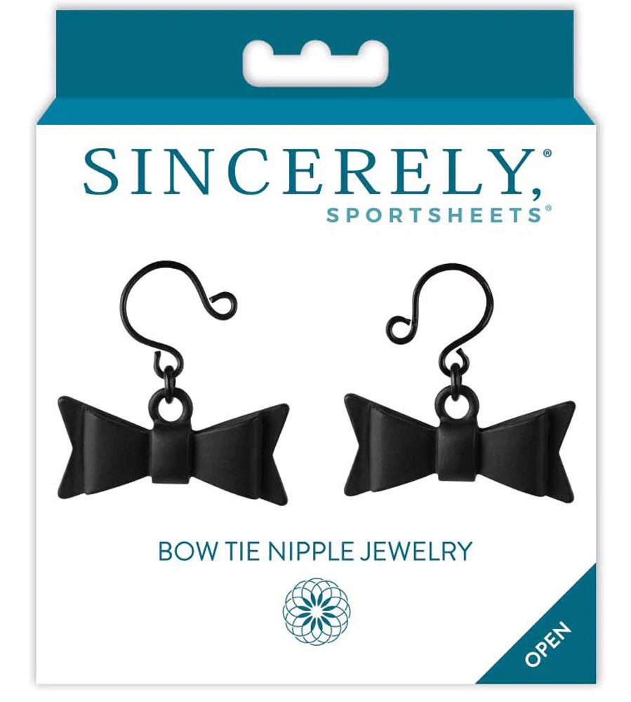 Bow Tie Nipple Jewelry - Black - TruLuv Novelties