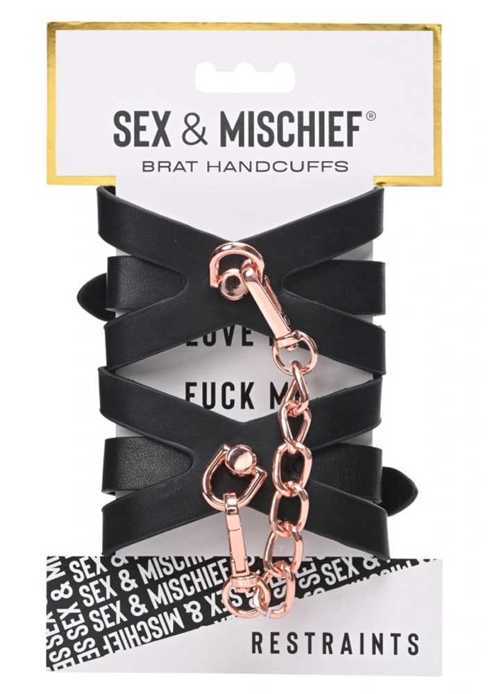 Brat Handcuffs - Black / Rose Gold - TruLuv Novelties