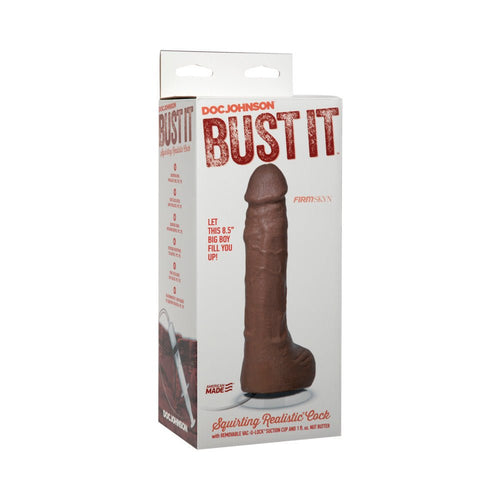 Bust It Squirting Realistic Cock Brown w/1oz Nut Butter - TruLuv Novelties