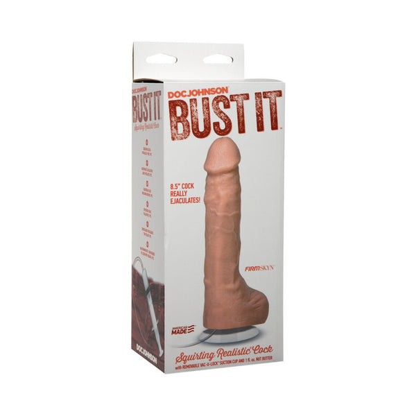 Bust It Squirting Realistic Cock White w/1oz Nut Butter - TruLuv Novelties