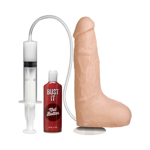 Bust It Squirting Realistic Cock White w/1oz Nut Butter - TruLuv Novelties