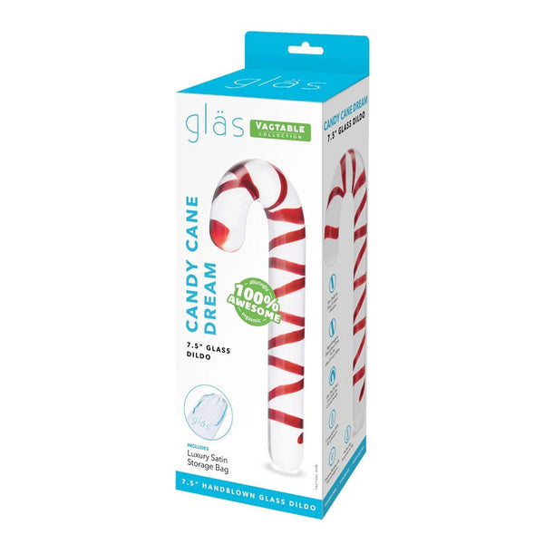 Candy Cane Dream 7.5" Glass Dildo - TruLuv Novelties