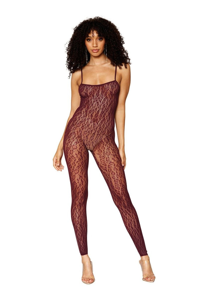 Catsuit Bodystocking and Shrug - One Size - Burgundy - TruLuv Novelties