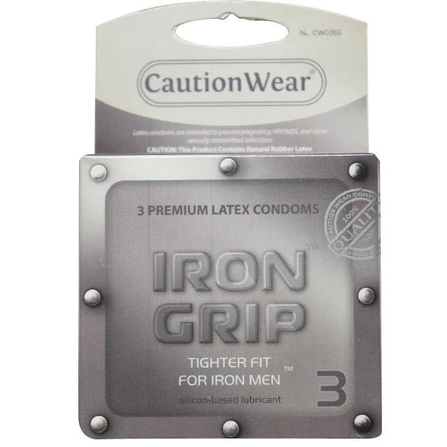 Caution Wear Iron Grip Condoms (3 pack) - TruLuv Novelties