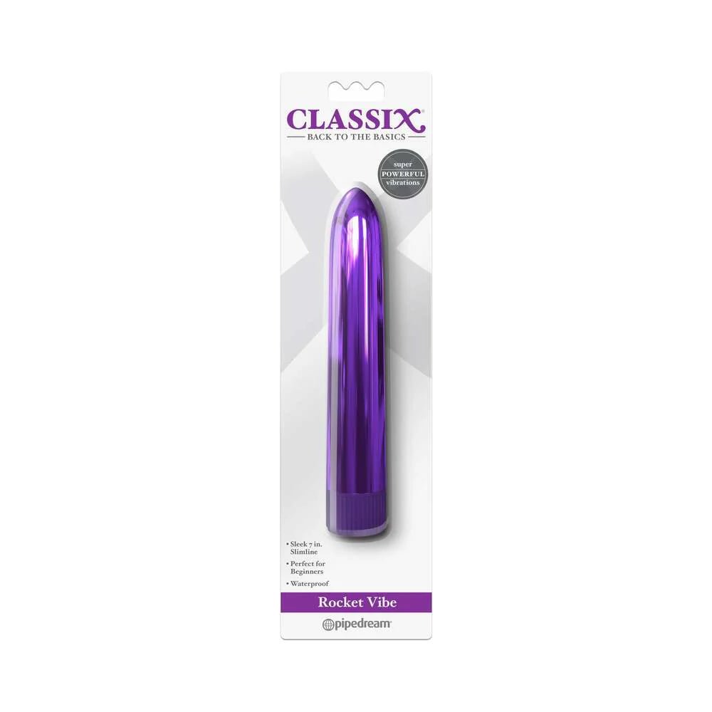 Classix Rocket Vibe 7 in. Slimline Vibrator Purple - TruLuv Novelties