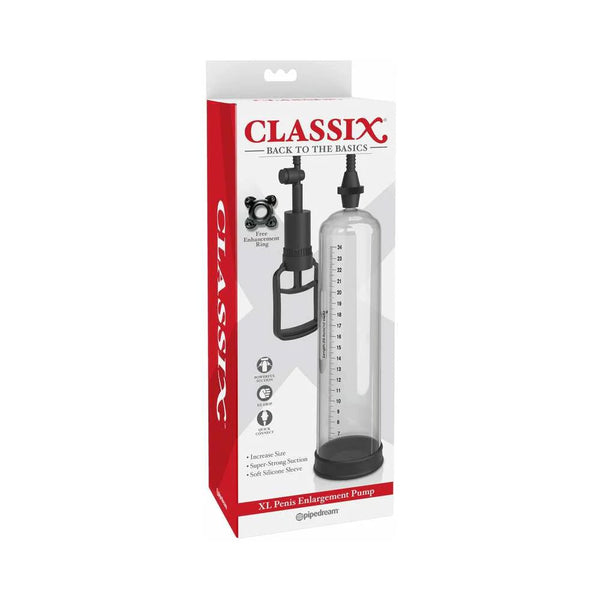 Classix XL Penis Enlargement Pump Clear/Black - TruLuv Novelties