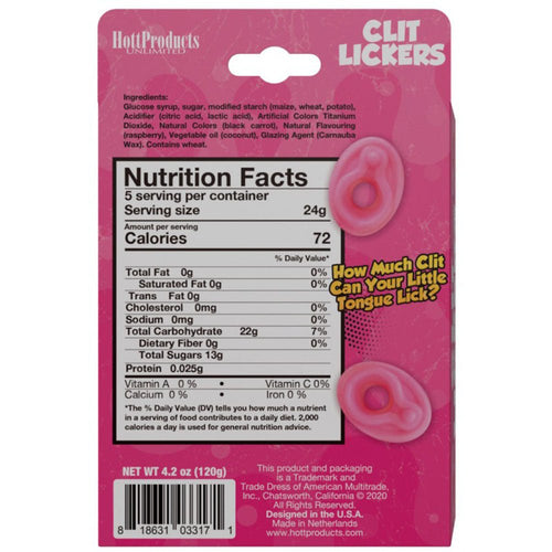 Clit Lickers Gummies Raspberry Flavors 4.2oz - TruLuv Novelties