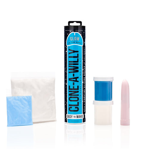 Clone - A - Willy DIY Vibrating Dildo Kit Glow - in - the - Dark Blue - TruLuv Novelties