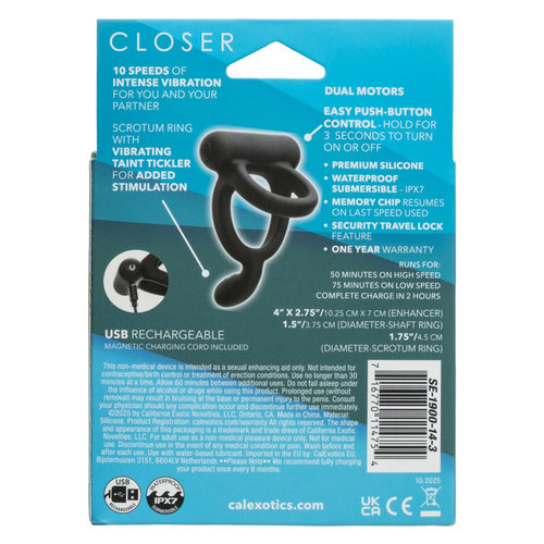 Closer Intimate Rechargeable Ring Caress - Black - TruLuv Novelties