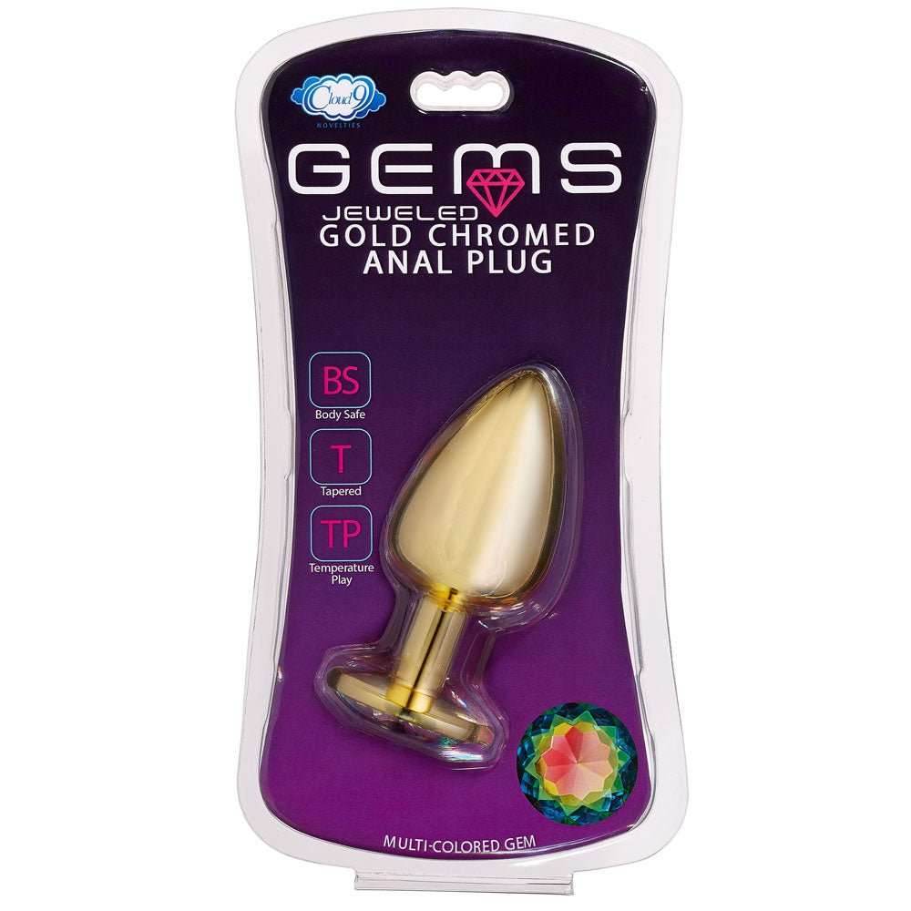 Cloud 9 Novelties Anal Gems Jeweled Gold Chromed - Large - TruLuv Novelties