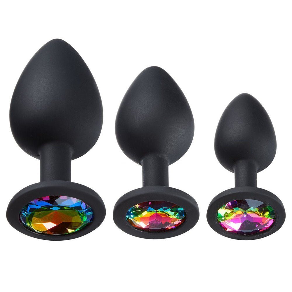Cloud 9 Novelties Gems Silicone Anal Plug - Includes Small, Med &amp; Large Size