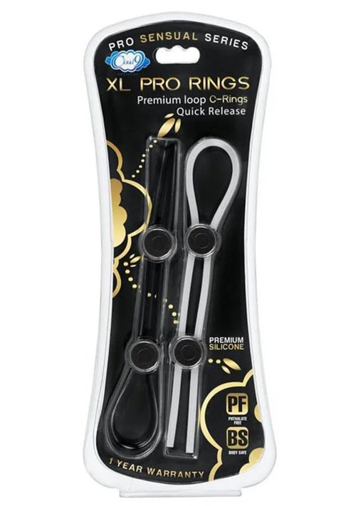Cloud 9 Pro Sensual XL Cock Ring 2 - Pack - Black/white - TruLuv Novelties