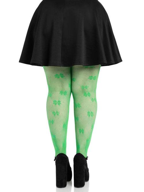 Clover Net Tights - 1x 2x - Green - TruLuv Novelties