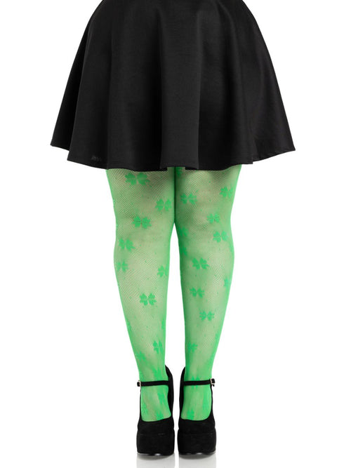 Clover Net Tights - 1x 2x - Green - TruLuv Novelties