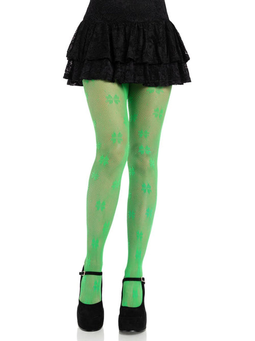 Clover Net Tights - Os - Green - TruLuv Novelties