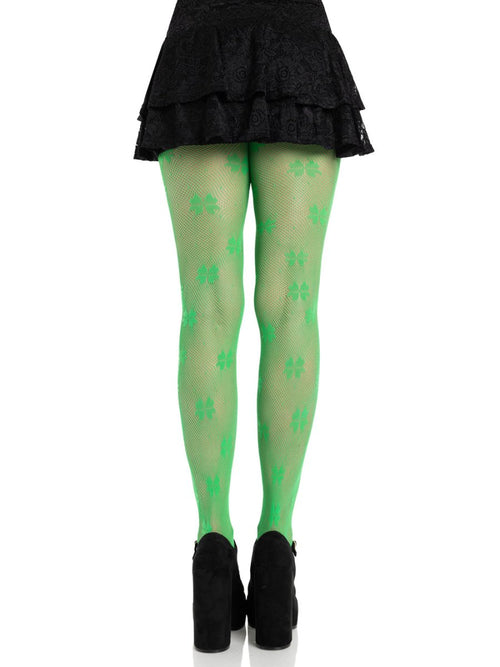Clover Net Tights - Os - Green - TruLuv Novelties