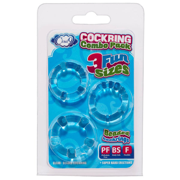 Cockring Combo Beaded - Clear - TruLuv Novelties