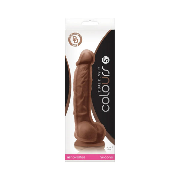 Colours Dual Density 5 in. Dildo Brown - TruLuv Novelties