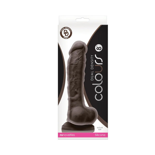 Colours Dual Density 8 in. Dildo Dark Brown - TruLuv Novelties