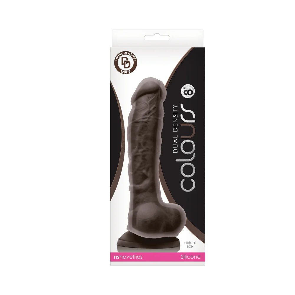 Colours Dual Density 8 in. Dildo Dark Brown - TruLuv Novelties