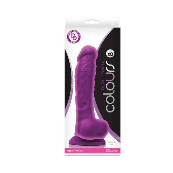 Colours Dual Density 8 in. Dildo Purple - TruLuv Novelties