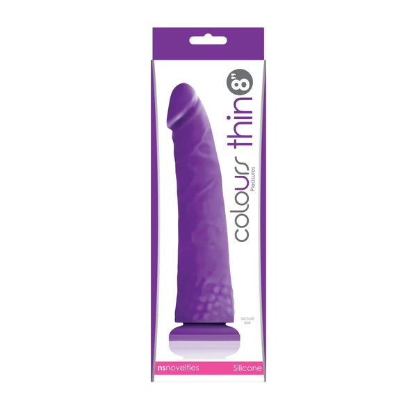 Colours Pleasures Thin 8 in. Dildo Purple - TruLuv Novelties