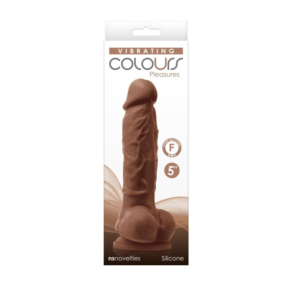 Colours - Pleasures - Vibrating - 5 Inch Dildo - Brown - TruLuv Novelties