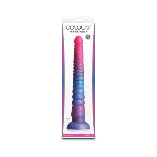 Colours Stacked 12 in. Dildo Pink/Blue - TruLuv Novelties