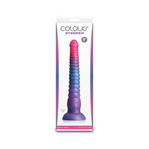 Colours Stacked 9 in. Dildo Pink/Blue - TruLuv Novelties