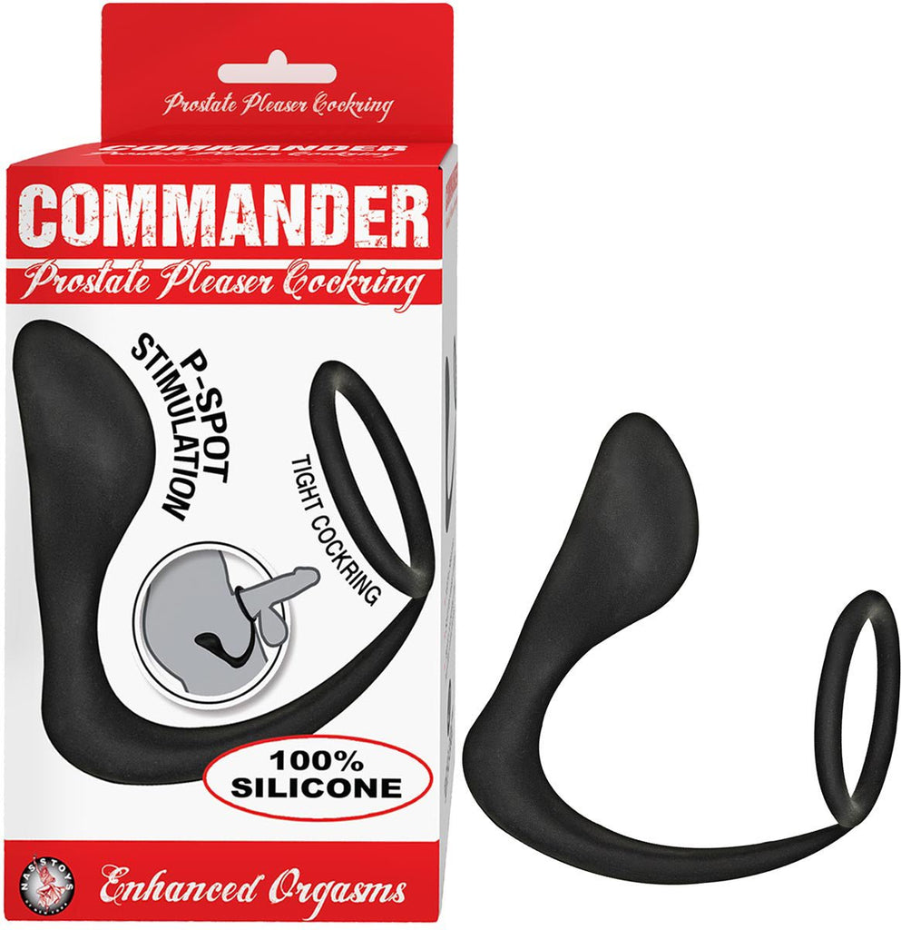 Commander Prostate Pleaser Cockring - Black - TruLuv Novelties