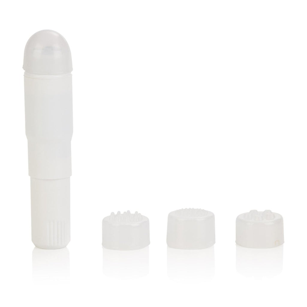 Compact Waterproof Personal Travel Massager With 4 Tips - White - TruLuv Novelties