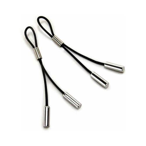 Crave Leather Nipple Tassels Black/Silver - TruLuv Novelties
