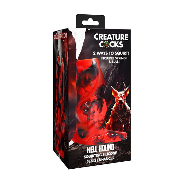 Creature Cocks Hell Hound Squirting Silicone Penis Enhancer Red - TruLuv Novelties