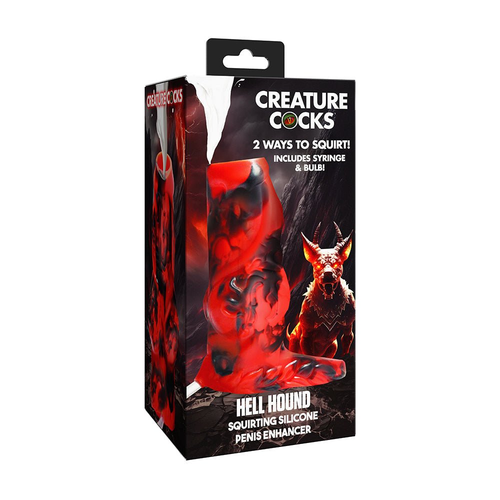 Creature Cocks Hell Hound Squirting Silicone Penis Enhancer Red - TruLuv Novelties