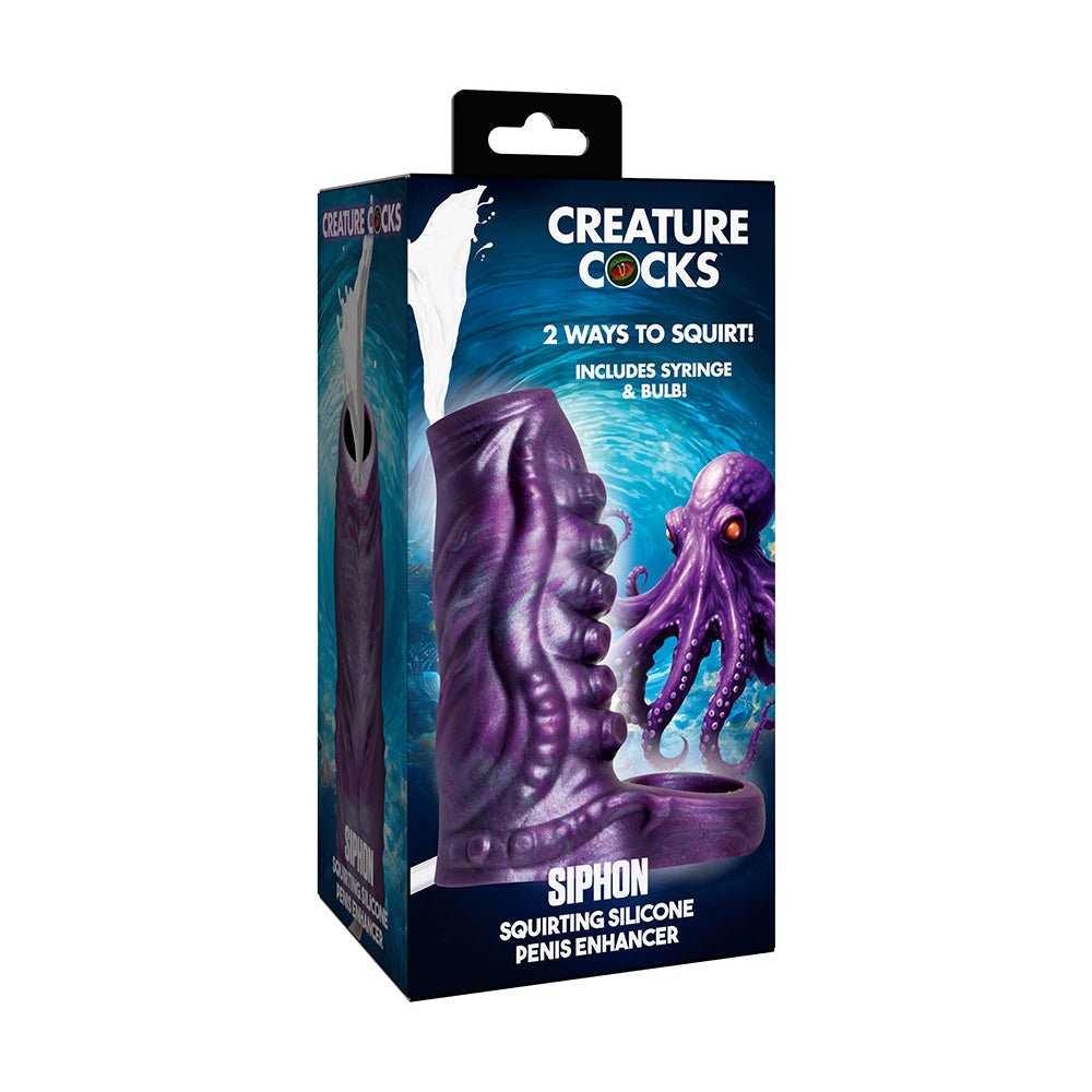 Creature Cocks Siphon Tentacle Squirting Silicone Penis Enhancer Purple - TruLuv Novelties