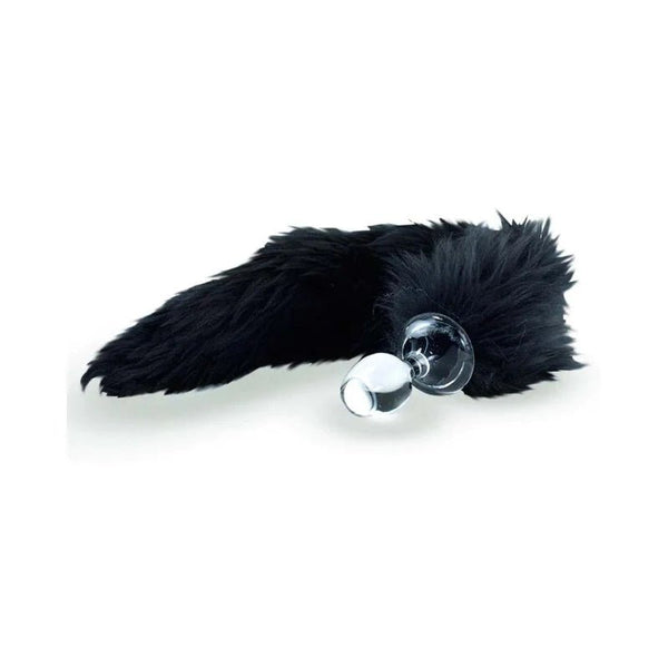 Crystal Delights Minx Faux Fur Tail Plug Black - TruLuv Novelties