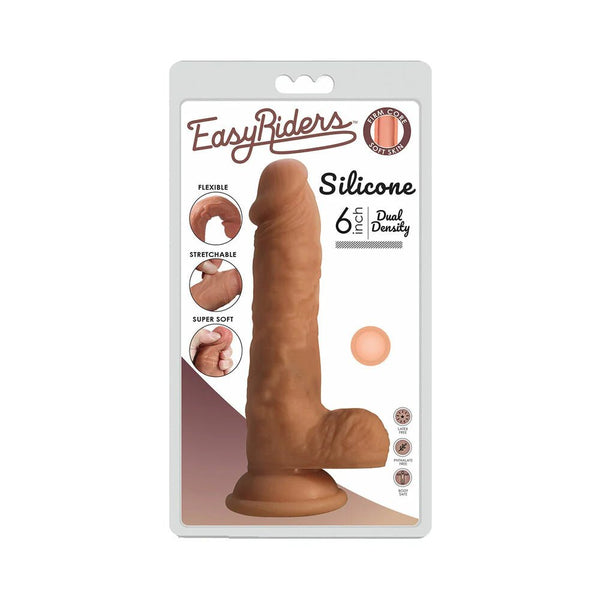 Curve Toys Easy Riders 6 in. Dual Density Silicone Dildo with Balls & Suction Cup Light - TruLuv Novelties
